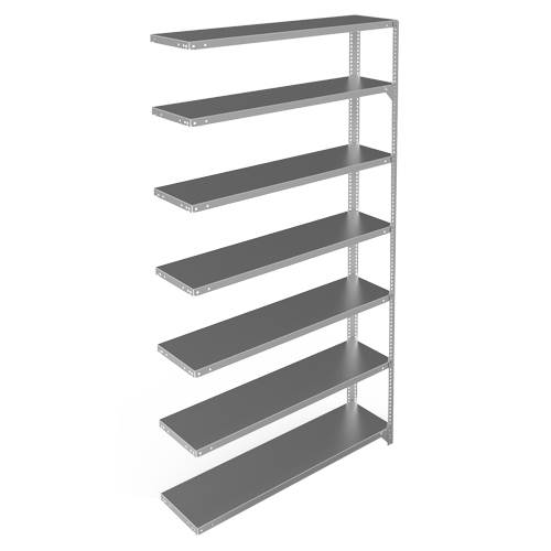 Shelving Unit, Galvanized Steel, Slotted Angle, 300 lbs. Capacity, 48" W x 84" H x 12" D Oxymax Inc