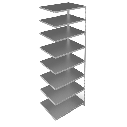 Shelving Unit, Galvanized Steel, Slotted Angle, 400 lbs. Capacity, 36" W x 96" H x 24" D Oxymax Inc