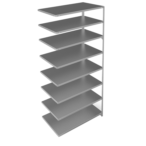 Shelving Unit, Galvanized Steel, Slotted Angle, 275 lbs. Capacity, 48" W x 96" H x 24" D Oxymax Inc