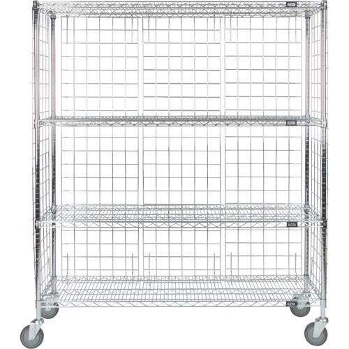 Enclosed Wire Shelf Cart, Chrome Plated, 60" x 69" x 24", 800 lbs. Capacity Oxymax Inc
