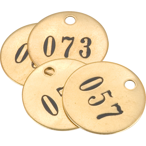 &eacute;tiquettes num&eacute;rot&eacute;es, # 101-125, Laiton, 1" dia. Oxymax Inc