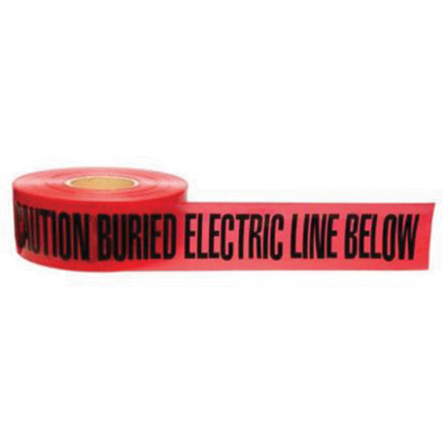 Ruban d'avertissement de danger souterrain Buried Electric Line Identoline, 3" la x 1000' lo, Noir/rouge Oxymax Inc