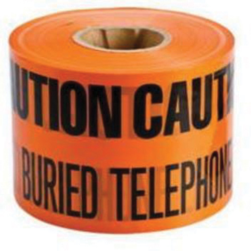 "Buried Telephone Line" Identoline&reg; Underground Warning Tape, 6" W x 1000' L, Black on Orange Oxymax Inc