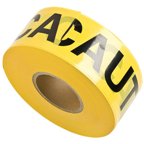 Rubans pour barricades, Anglais, 3" la x 1000' lo, 3 mils, Noir sur jaune Oxymax Inc