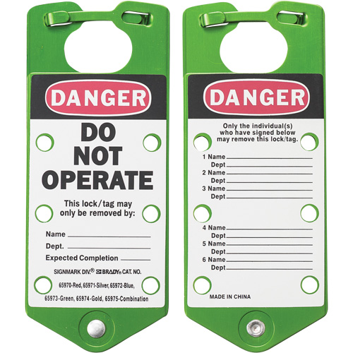 Labeled Lockout Hasps, Green Oxymax Inc