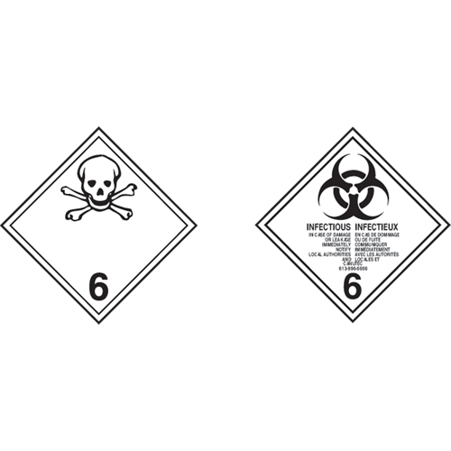 TDG Shipping Labels, Class 6.1, Toxic Substances, Paper Oxymax Inc