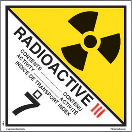 TDG Shipping Labels, Class 7, Radioactive III, Paper Oxymax Inc