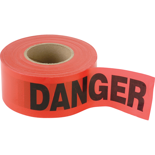 Petits rubans standards pour barricades, Anglais, 3" la x 300' lo, 2 mils, Noir/rouge Oxymax Inc