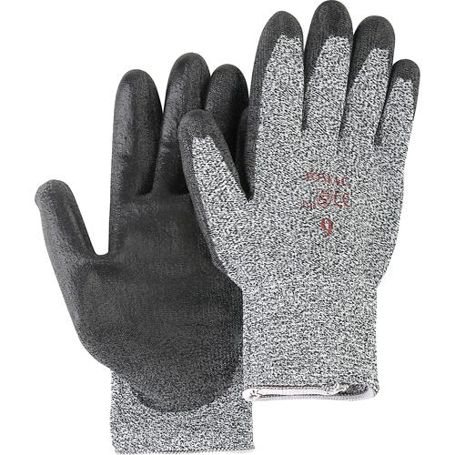 Gants de tricot poivre & sel avec rev&ecirc;tement de paume noir, Taille Petit/7, Rev&ecirc;tement Polyur&eacute;thane, Enveloppe en PEHP, ANSI/ISEA 105 niveau 2 Oxymax Inc