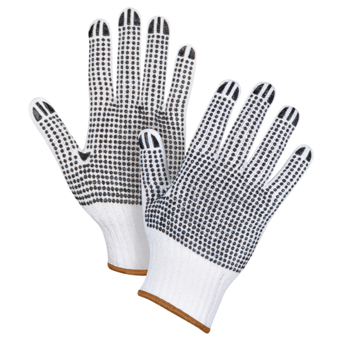 Gants tricot&eacute;s deux c&ocirc;t&eacute;s &agrave; pois, Poly/coton, Deux c&ocirc;t&eacute;s, Calibre 7, Grand Oxymax Inc