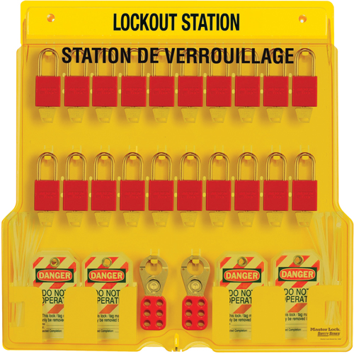 Lockout Station, Aluminum Padlocks, 20 Padlock Capacity, Padlocks Included Oxymax Inc