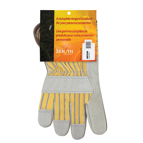 Gants d'ajusteur rugueux de premi&egrave;re qualit&eacute;, Grand, Paume en Cuir de vache refendu, Doublure en Coton Oxymax Inc