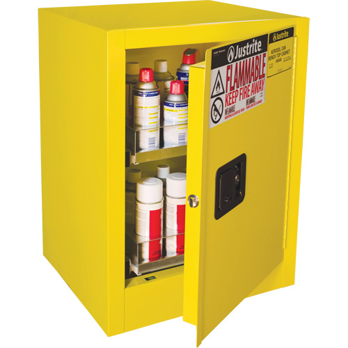 Armoire de s&eacute;curit&eacute; d'&eacute;tabli pour produits inflammables EX Sure-Grip, 24 gal., 1 Porte(s), 21" La x 27" h x 18" p Oxymax Inc