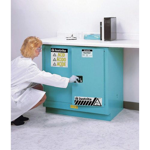 ChemCor&reg; Lined Acid/Corrosive Storage Cabinets, 22 gal., 35" x 35" x 22" Oxymax Inc