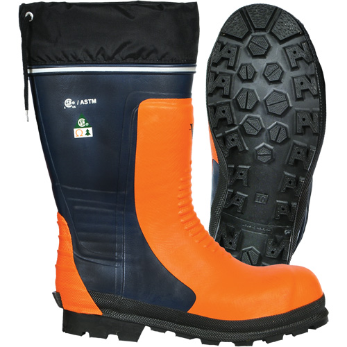 Bottes de s&eacute;curit&eacute; pour scie &agrave; chaîne Bushwhacker, Caoutchouc, Embout Acier, Pointure 6, Semelle R&eacute;sistant aux perforations Oxymax Inc