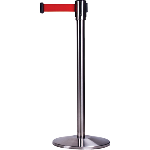 Barri&egrave;res sur pieds pour le contr&ocirc;le des foules, Acier, 35" h, Ruban Rouge, Longueur du ruban 7' Oxymax Inc