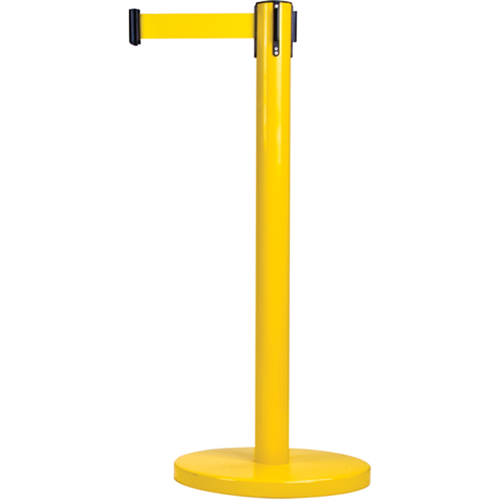 Barri&egrave;res sur pieds pour le contr&ocirc;le des foules, Acier, 35" h, Ruban Jaune, Longueur du ruban 7' Oxymax Inc