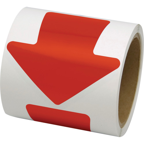 Coloured Floor Marking Decals, Arrow, 4" L x 4" W, Red, Vinyl Oxymax Inc