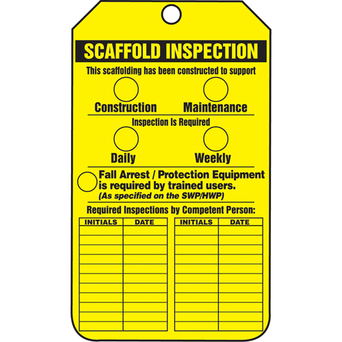 &eacute;tiquettes de s&eacute;curit&eacute; d'inspection et de contr&ocirc;le de l'&eacute;tat de l'&eacute;quipement, Papier cartonn&eacute;, 3-1/8" la x 5-7/8" h, Anglais Oxymax Inc
