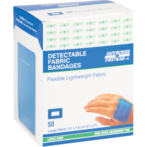 Bandages, Rectangulaire/carr&eacute;e, 3", Tissu d&eacute;tectable, St&eacute;rile Oxymax Inc