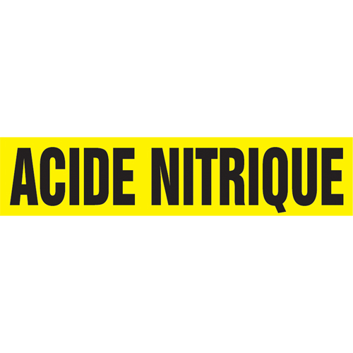 Marqueur de tuyau "Acid Nitrique", Autocollant, 4" h x 24" la, Noir sur jaune Oxymax Inc