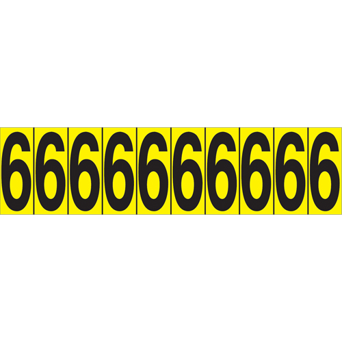 Individual Adhesive Number Markers, 6, 1-15/16" H, Black on Yellow Oxymax Inc