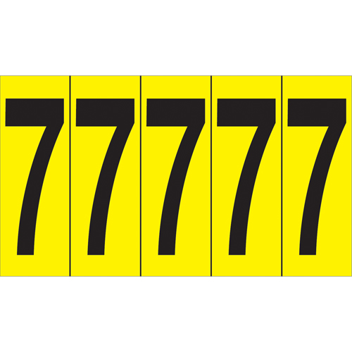 Individual Adhesive Number Markers, 7, 3-7/8" H, Black on Yellow Oxymax Inc