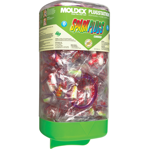 Distributeur PlugStation avec bouchons d'oreille SparkPlugs &agrave; cordon Oxymax Inc