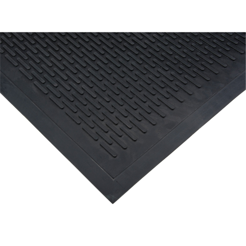 Low-Profile Matting, Rubber, Scraper Type, Solid Pattern, 3' x 5', Black Oxymax Inc