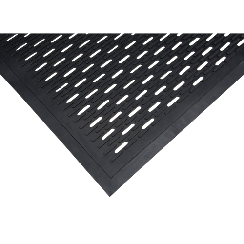 Low-Profile Matting, Rubber, Scraper Type, Slotted Pattern, 3' x 5', Black Oxymax Inc