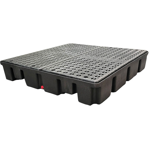 Palette emboîtable avec drain pour contr&ocirc;le des d&eacute;versements, Capacit&eacute; de d&eacute;versement 66 gal. US, 49" x 49" x 10,5" Oxymax Inc