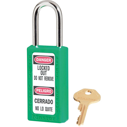 411 Zenex Safety Padlocks, Green, Keyed Alike, Thermoplastic, 1-1/2" Width Oxymax Inc