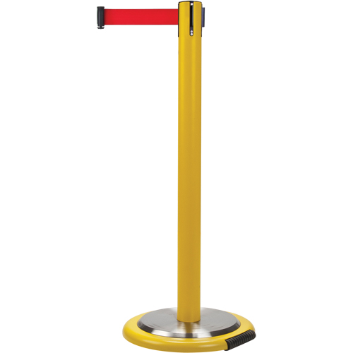 Barri&egrave;re sur pied pour le contr&ocirc;le des foules, Acier, 35" h, Ruban Rouge, Longueur du ruban 7' Oxymax Inc