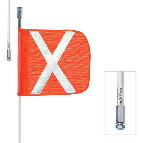 Safety Whip&reg; Heavy-Duty Whips, Threaded Mount, 8' High, Orange Oxymax Inc