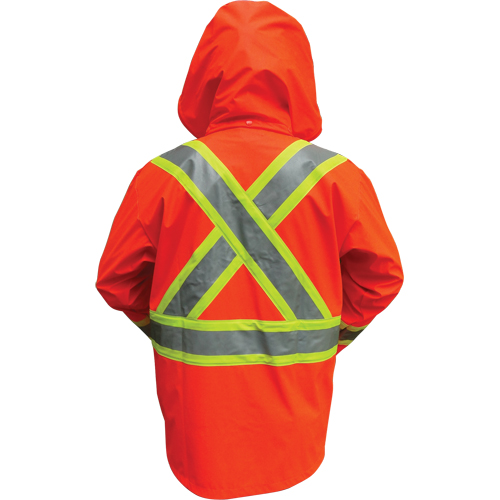 Hi-Vis FR/PU Safety Rain Jackets, Small, High Visibility Orange Oxymax Inc