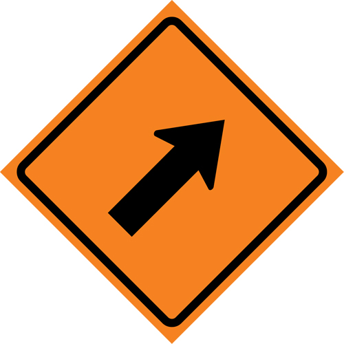 Right Diagonal Arrow Roll-Up Traffic Sign, 36" x 36", Vinyl, Pictogram Oxymax Inc