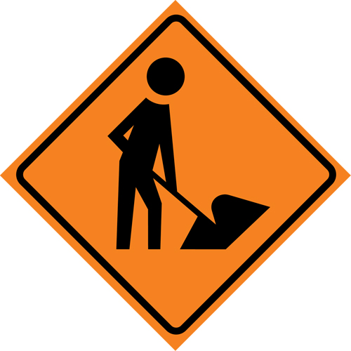 Men at Work Roll-Up Traffic Sign, 29-1/2" x 29-1/2", Vinyl, Pictogram Oxymax Inc