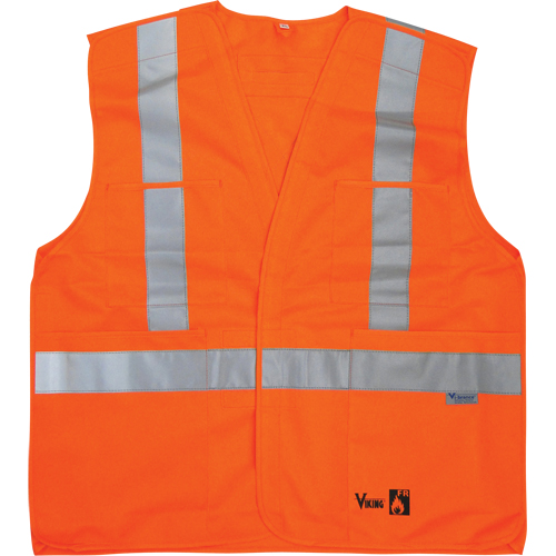 Fire Retardant Safety Vest, High Visibility Orange, Medium/Small, Polyester Oxymax Inc