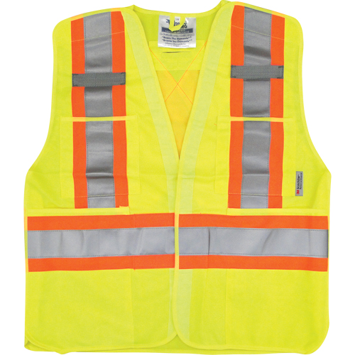 Traffic Safety Vest, High Visibility Lime-Yellow, Medium/Small, Polyester Oxymax Inc