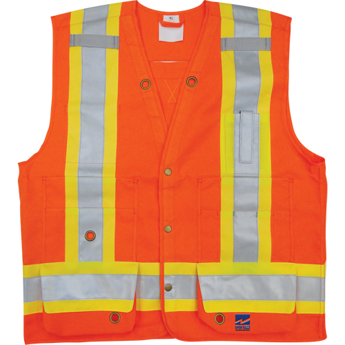 Surveyor Safety Vest, High Visibility Orange, Small, Polyester Oxymax Inc