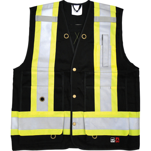 Fire Retardant Surveyor Safety Vest, Black, Small, Cotton Oxymax Inc