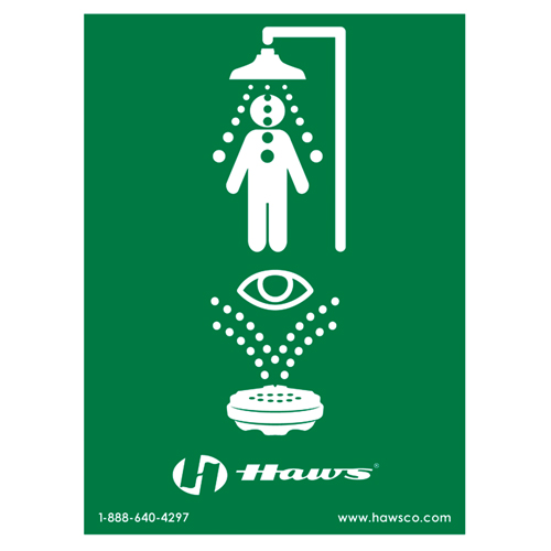 Emergency Shower/Eyewash Sign, 24" x 18", Plastic, Pictogram Oxymax Inc