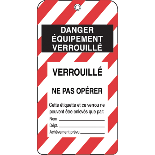 &eacute;tiquettes de verrouillage, Plastique, 3" la x 5-3/4" h, Français Oxymax Inc