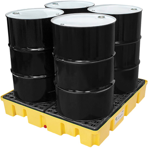 Poly-Slim-Line Spill Pallet with Drain, 66 US gal. Spill Capacity, 49" x 49" x 8.75" Oxymax Inc