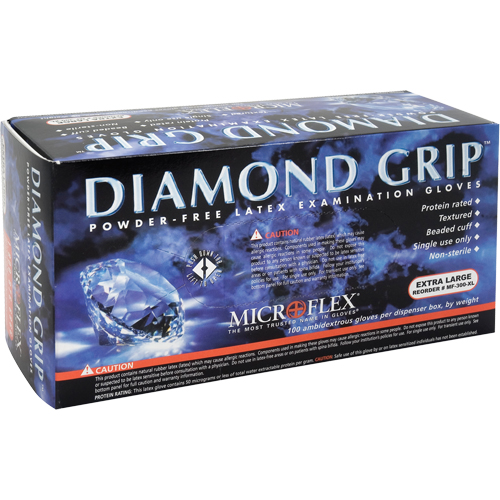 Gants d'examen Diamond Grip, Grand, Latex, 8 mils, Sans poudre, Naturel, Classe 2 Oxymax Inc
