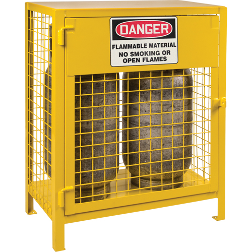 Gas Cylinder Cabinets, 2 Cylinder Capacity, 30" W x 17" D x 37" H, Yellow Oxymax Inc
