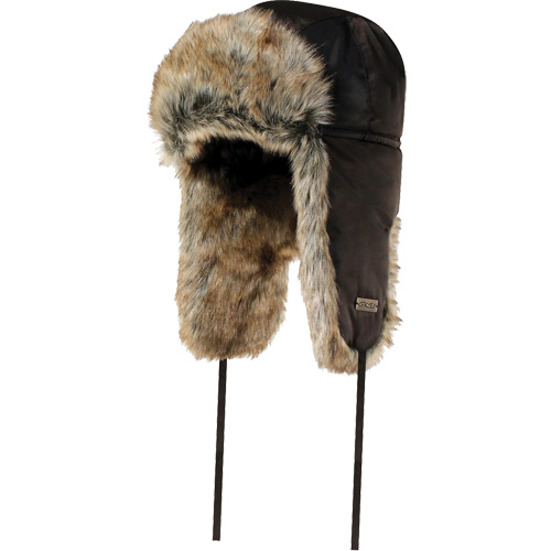 Quilted Synthetic Fur-Lined Hat, Nylon/Fur Lining, X-Large, Black Oxymax Inc