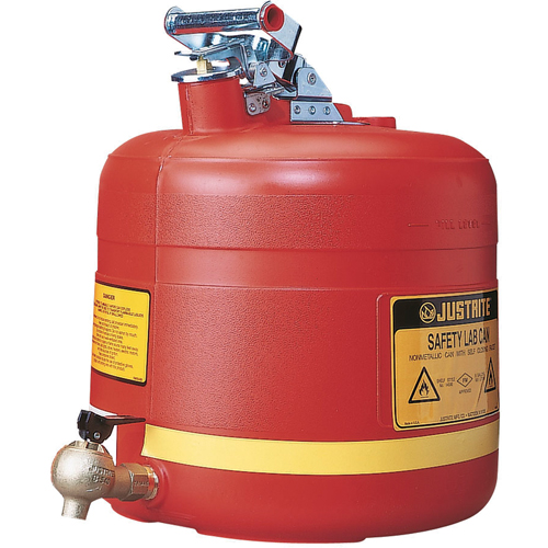 Bidon avec robinet s&eacute;curitaires pour laboratoires, Type I, Acier, 5 gal. US, Rouge, Homologu&eacute; FM Oxymax Inc