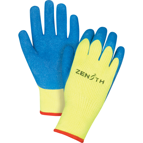 Gants haute visibilit&eacute; doubl&eacute;s d'acrylique & enduits de caoutchouc, 9/Grand, R&ecirc;vetement Latex de caoutchouc, Calibre 7, Enveloppe en Tissu &eacute;ponge Oxymax Inc