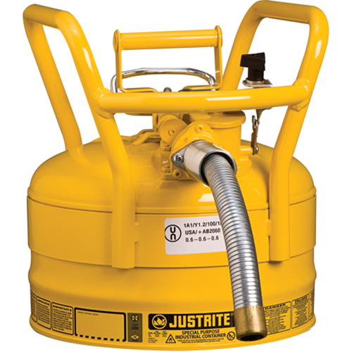 Bidons s&eacute;curitaires D.O.T. de AccuFlow, Type II, Acier, 2,5 gal. US, Jaune, Homologu&eacute; FM Oxymax Inc